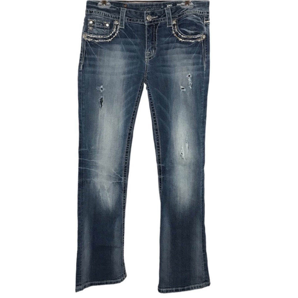 Miss Me embellished big stitch easy boot jeans size 27 - Picture 2 of 5